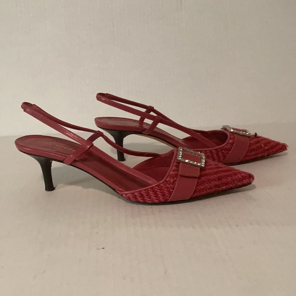 KATE SPADE Pink Tweed Kitten Slingback Size 6 1/2 - Picture 6 of 16